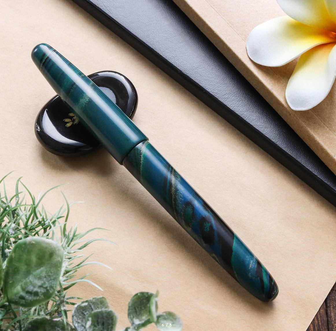 Wancher Dream Fountain Pen | TRUE EBONITE - MARBLE GREEN