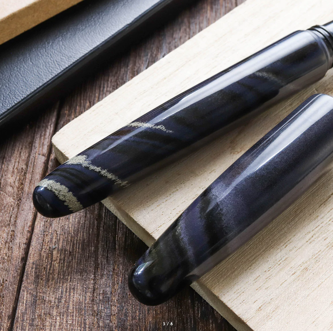 Wancher Dream Fountain Pen | TRUE EBONITE - MARBLE PURPLE GRAY