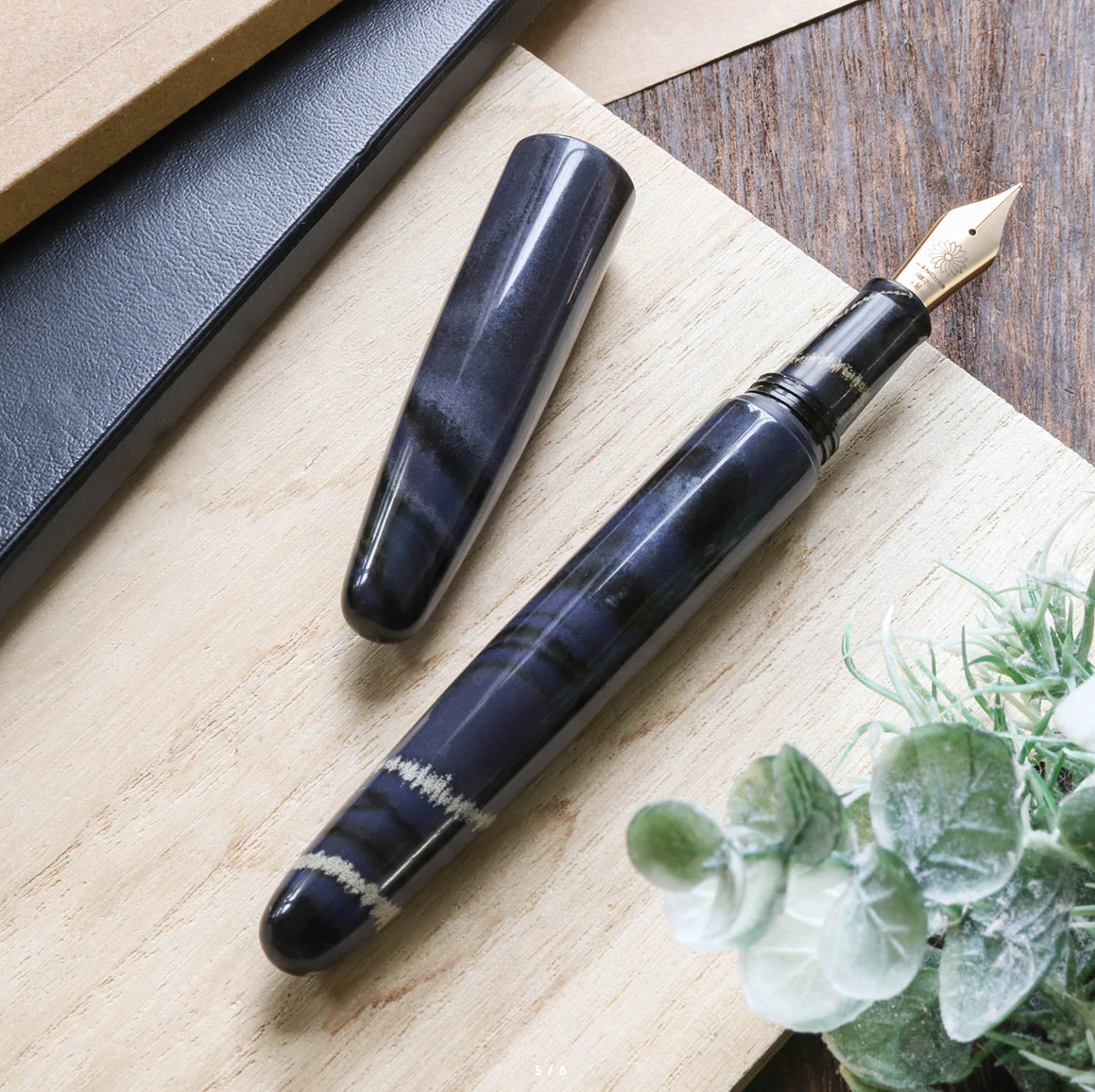 Wancher Dream Fountain Pen | TRUE EBONITE - MARBLE PURPLE GRAY