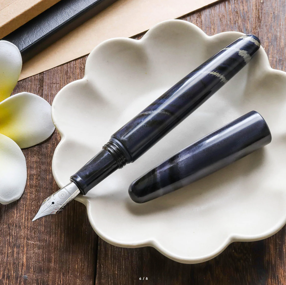 Wancher Dream Fountain Pen | TRUE EBONITE - MARBLE PURPLE GRAY