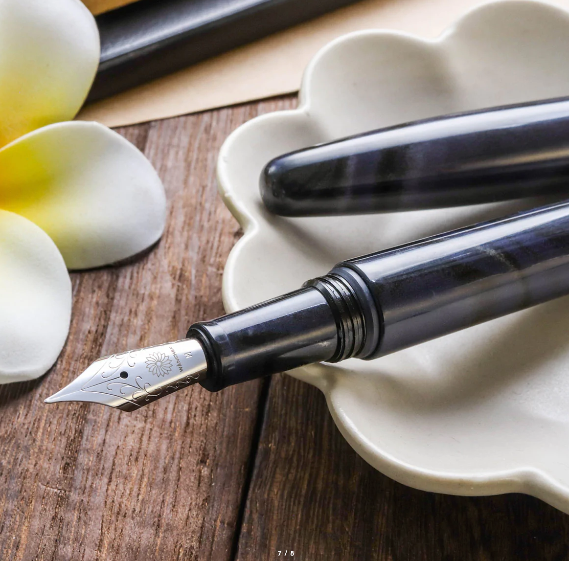 Wancher Dream Fountain Pen | TRUE EBONITE - MARBLE PURPLE GRAY