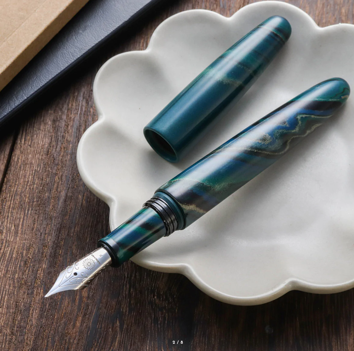 Wancher Dream Fountain Pen | TRUE EBONITE - MARBLE GREEN