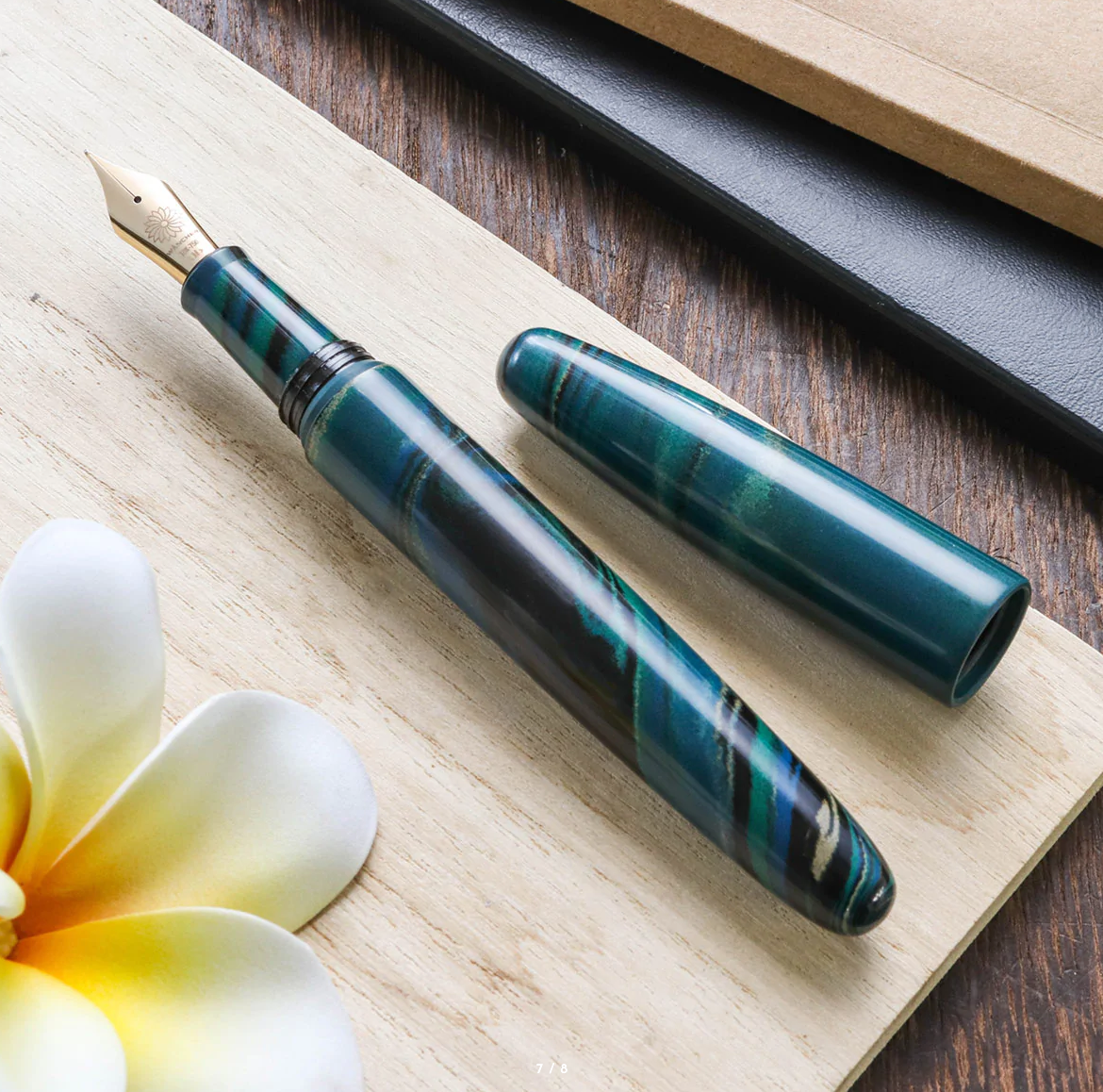 Wancher Dream Fountain Pen | TRUE EBONITE - MARBLE GREEN